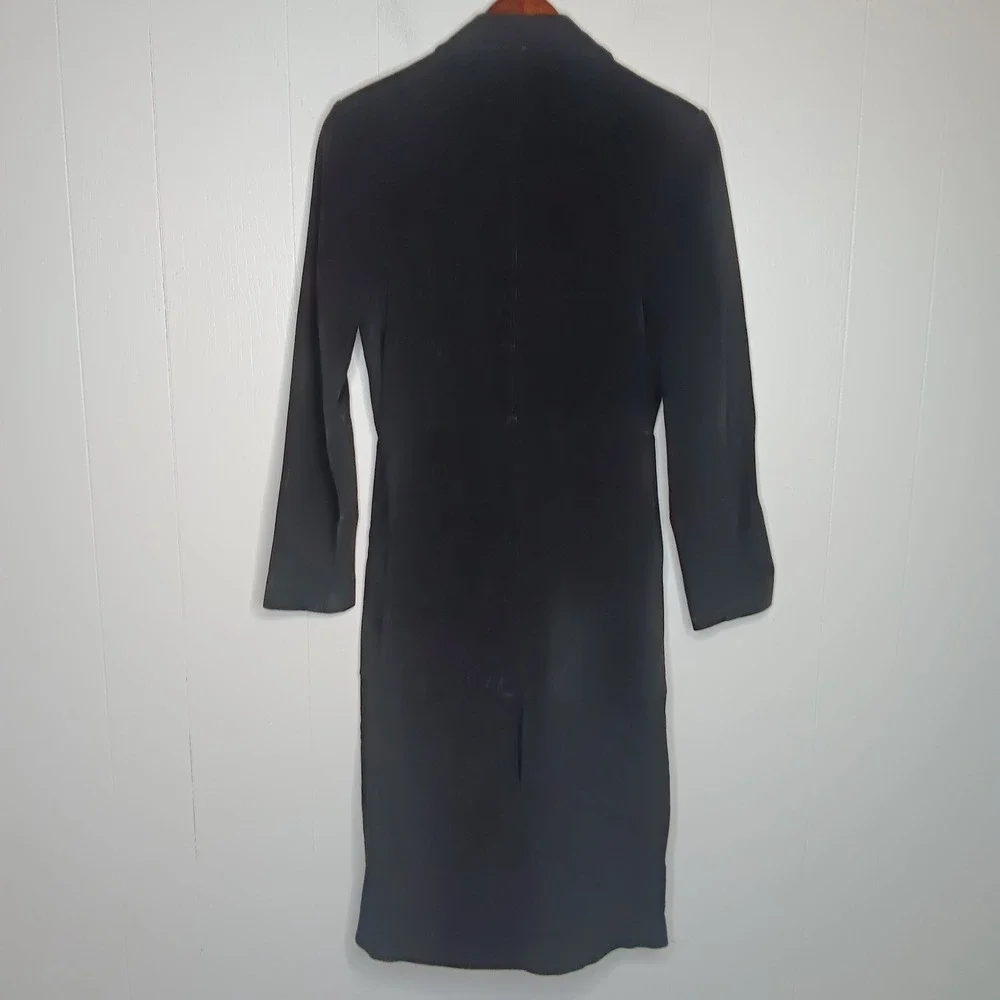Vtg Y2K Blue Asphalt Trench Coat S Black Suede Whimsigoth Gritty Retro Edge